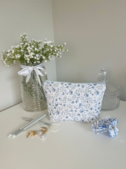 Aqua Petals - Small Pouch