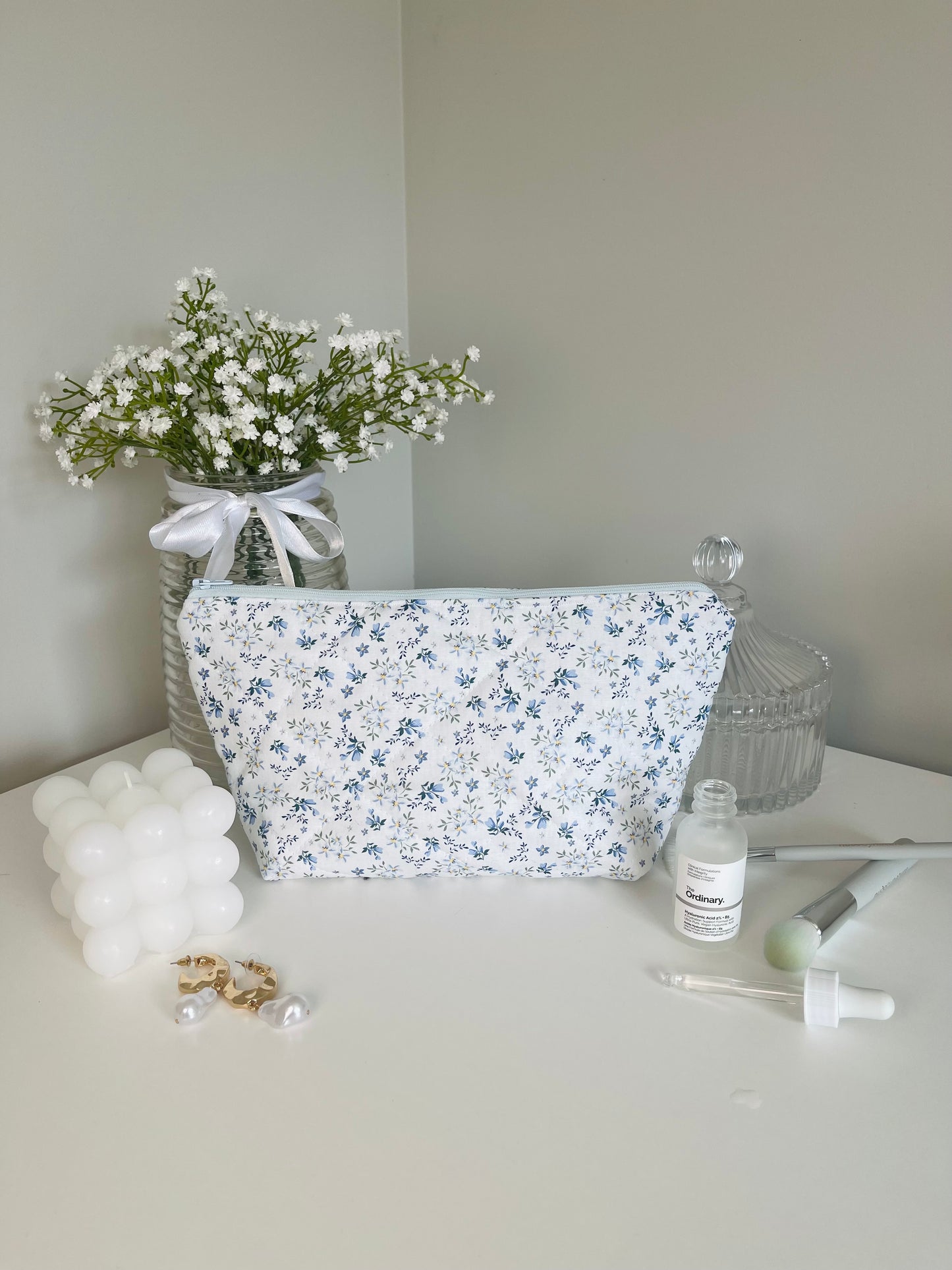 Aqua Petals - Large Pouch